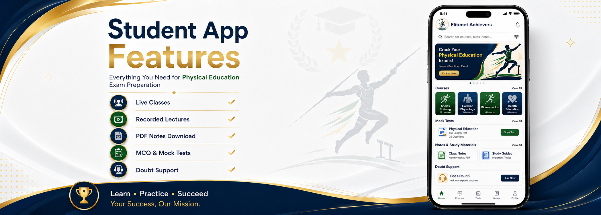 Elitenet Achievers student mobile app features